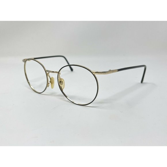 VINTAGE Polo Ralph Lauren Polo 535 Eyeglasses Round Black & Gold 51 [] 18 Rare - Picture 3 of 11